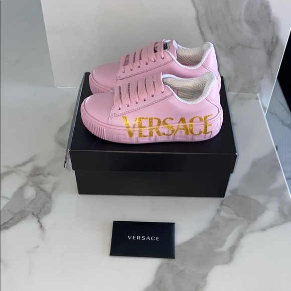 Versace Kids Pink Greca Sneakers - Picture 4 of 7